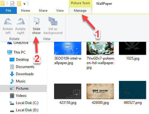 Xem ảnh ở chế độ trình chiếu Slideshow trên Windows 10