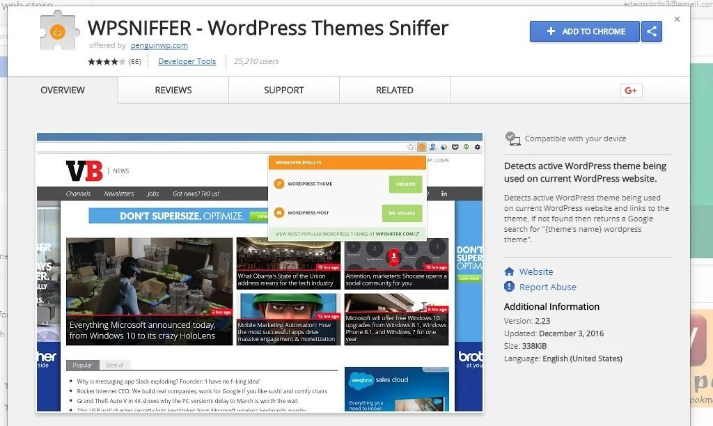 WordPress Themes Sniffer